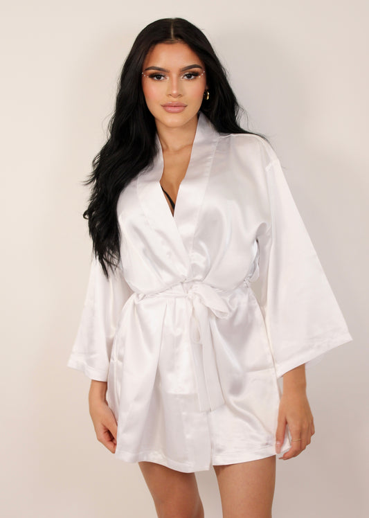 White satin robe