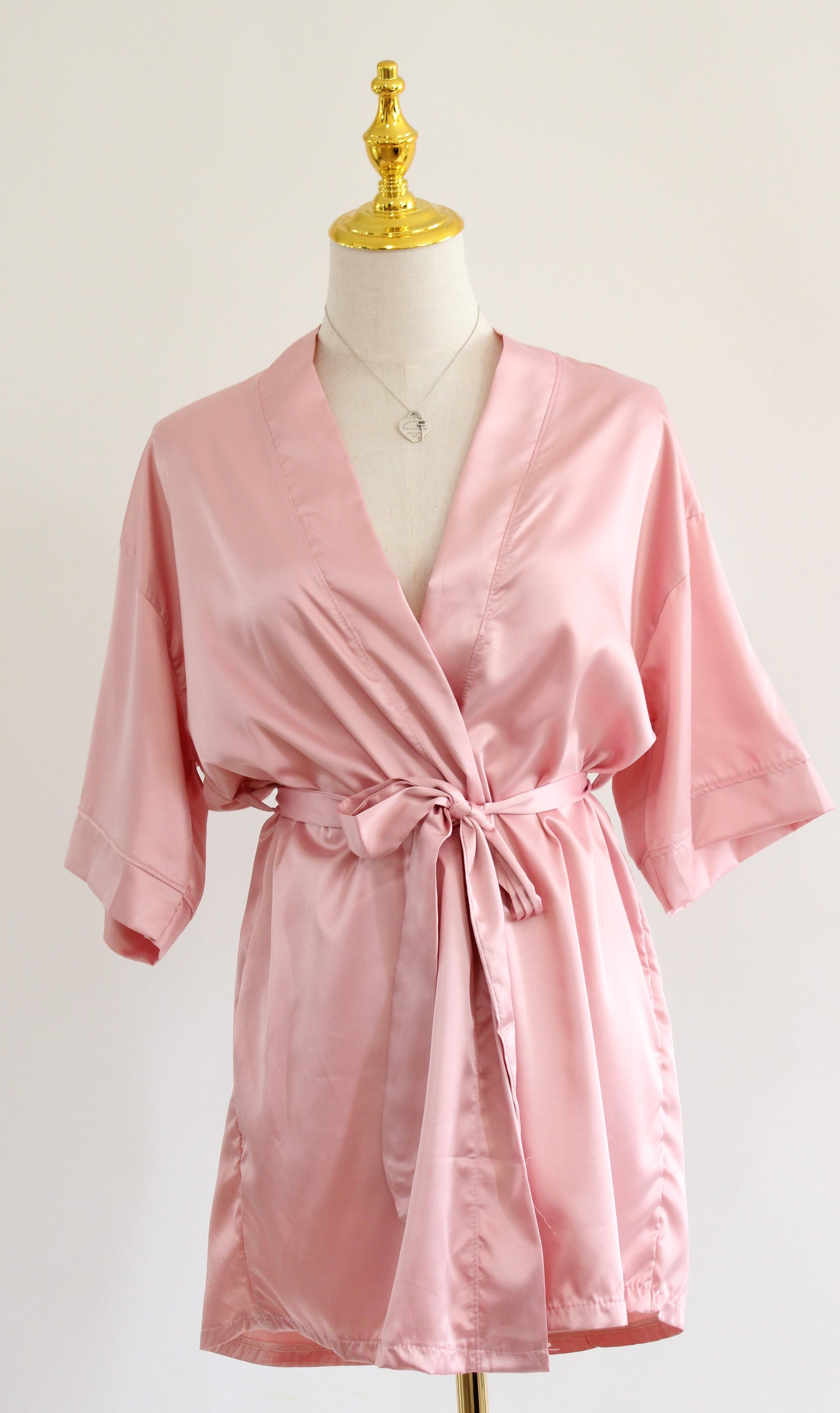 Pink satin robe