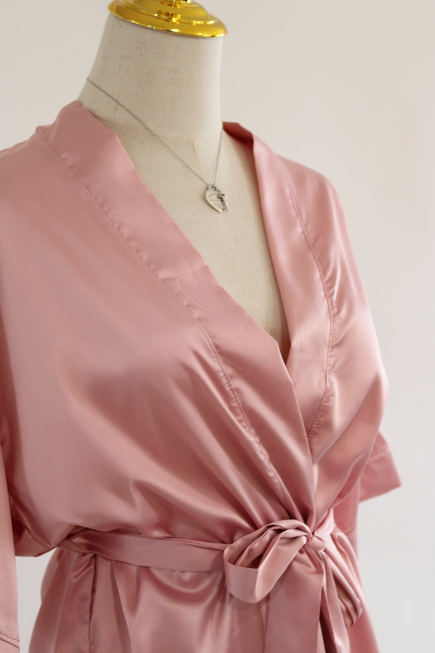 Pink satin robe