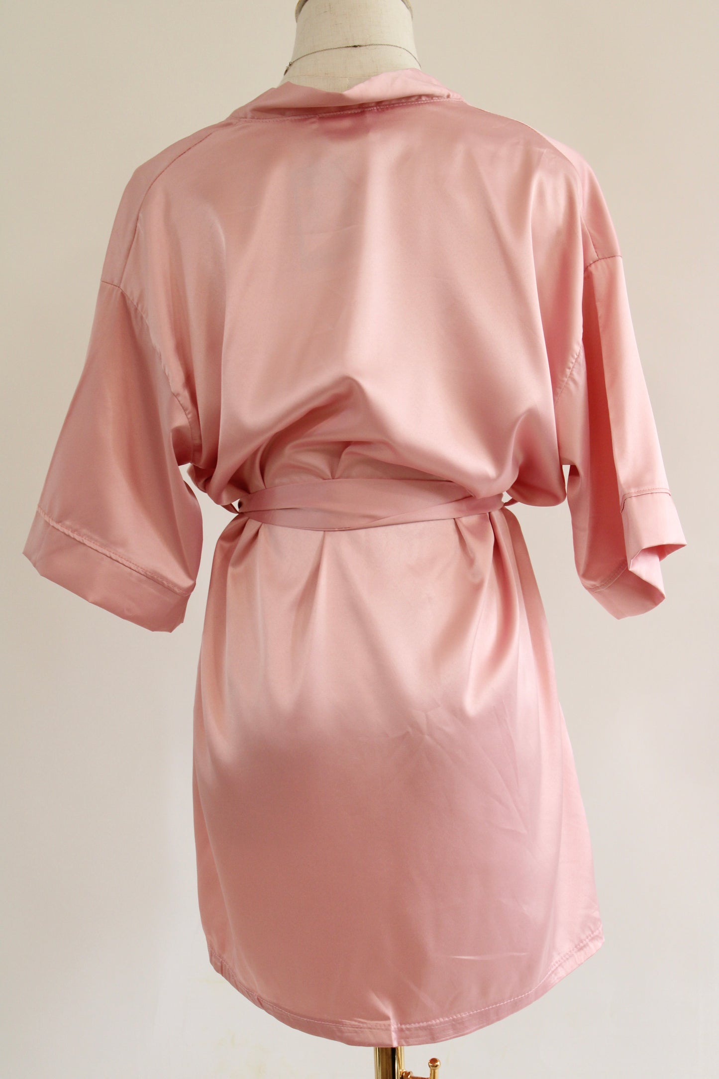 Pink satin robe